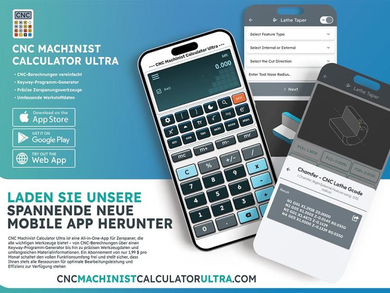 CNC Machinist Calculator Ultra jetzt auch auf Deutsch verfügbar